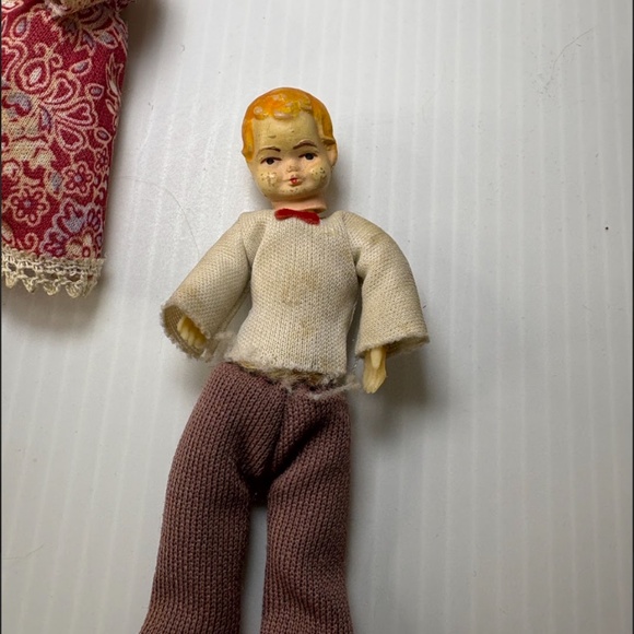 Family of 4 Vintage ThreadWrapped Caco Dollhouse Dolls Mom, Dad, Brother, Sister - Picture 12 of 16